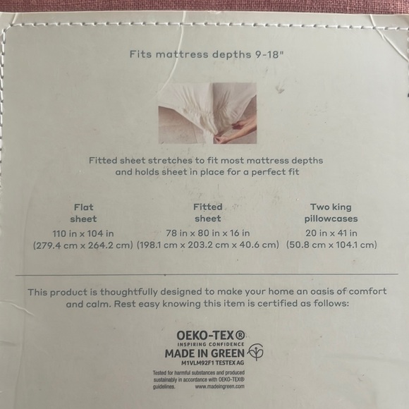 New Pure Washed 100% Linen Casa Luna King Sheet Set Color Dusty Rose - Picture 2 of 2